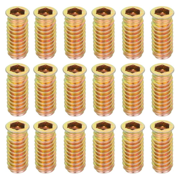 18Pcs Threaded Inserts Nuts, M8x30mm Hex Socket Drive Nut Inserts for Wood