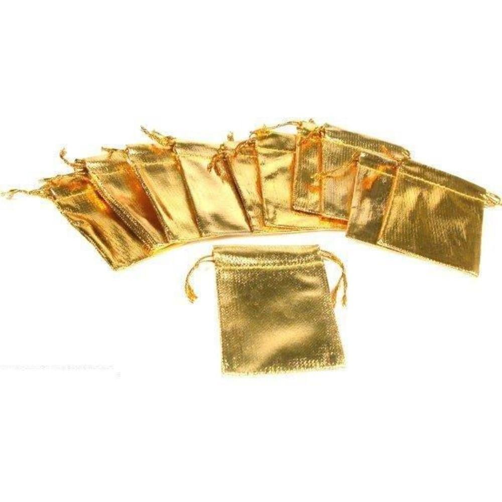 12 Pouches Gold Gift Bags Drawstring Jewelry Favor 2.5"
