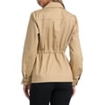 thumbnail image 4 of INSPIRE CHIC St. Patrick's Day Women's Utility Jackets Drawstring Waist Flap Pocket Zip Button Jackets L Tan Khaki, 4 of 7