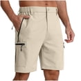 thumbnail image 2 of LEKWK Dress Shorts for Men Zipper Pockets Lightweight Mid Rise Button Waist Work Cargo Shorts Outdoor Straight Leg Golf Bermuda Shorts Hiking Work Wear Khaki L, 2 of 7