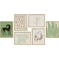 thumbnail image 3 of PixonSign Framed Canvas Print Wall Art Set - Horse Tropical Jungle Leaf & Humanities Pattern Poster - Set of 6 Abstract Geometric Minimalism Cultural Art Wall Décor - 12"x16"x6 Natural, 3 of 5