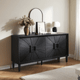 thumbnail image 4 of Atumcto 60" Buffet Sideboard Cabinet with Sunburst Doors, Black Credenza Storage Cabinet with Adjustable Shelves for Dining Room, 4 of 15