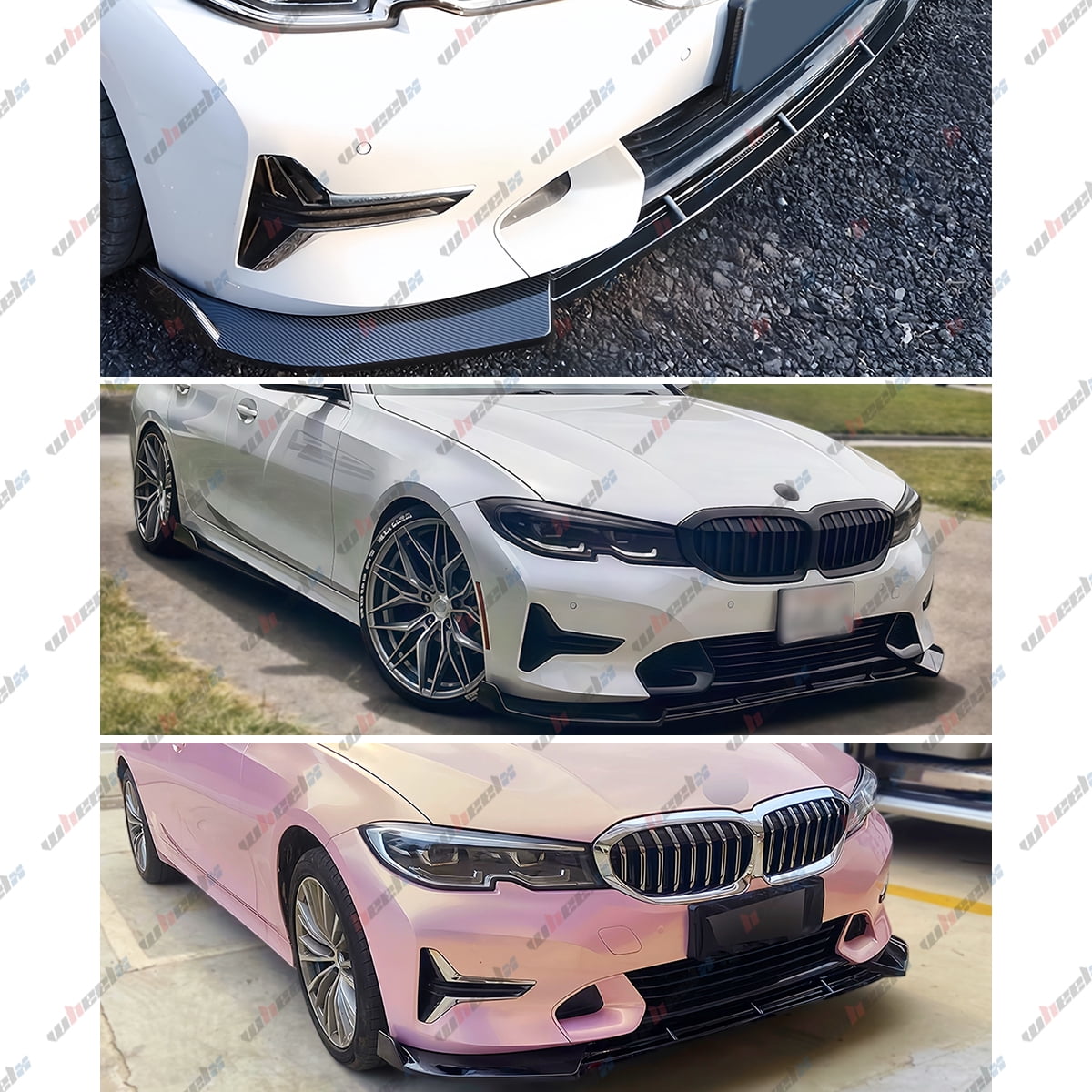 Front Lip Compatible with 2019-2022 BMW G20 3 Series With BASE Bumper Only, JDM Air Dam Lower Chin Bumper Splitter Protection Body Kit Fits for 4-Door Sedan 2019 2020 2021 2022(Carbon Fiber Look)