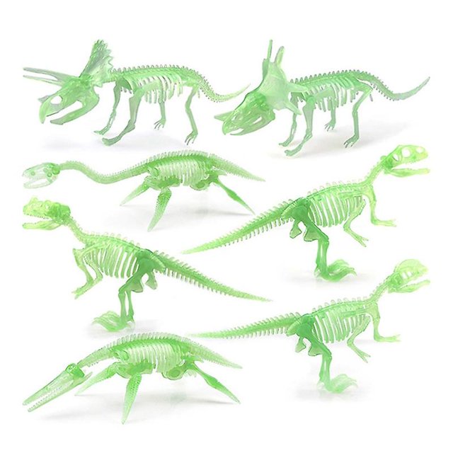 Figura en miniatura de esqueleto de dinosaurio vivo, juguete de arqueología infantil de recompensa de estudiante, pincho de dinosaurio nocturno Feliz Sencillez