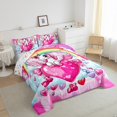 thumbnail image 4 of Homewish Cute Cartoon Unicorn Bedding Comforter Set,3D Loves Bowtie Twin Comforter Sets,Fairy Tale Theme Bedding Set For Girls Kids,Super Cozy Room Decor Reversible,2 Pieces, 4 of 9