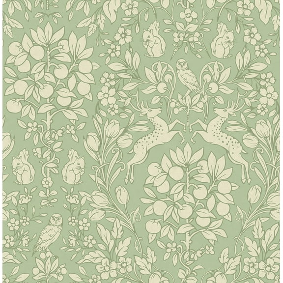 Brewster Home Fashions Richmond Sage Floral Wallpaper, 20.5-in by 33-ft, 56.38 sq. ft.