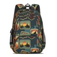thumbnail image 2 of Bigfoot and Badge Blue Pattern Backpack for School, Cute School Bag with Adjustable Shoulder Straps and Padded Back, 16.9"x12.6"x5.9", 2 of 5