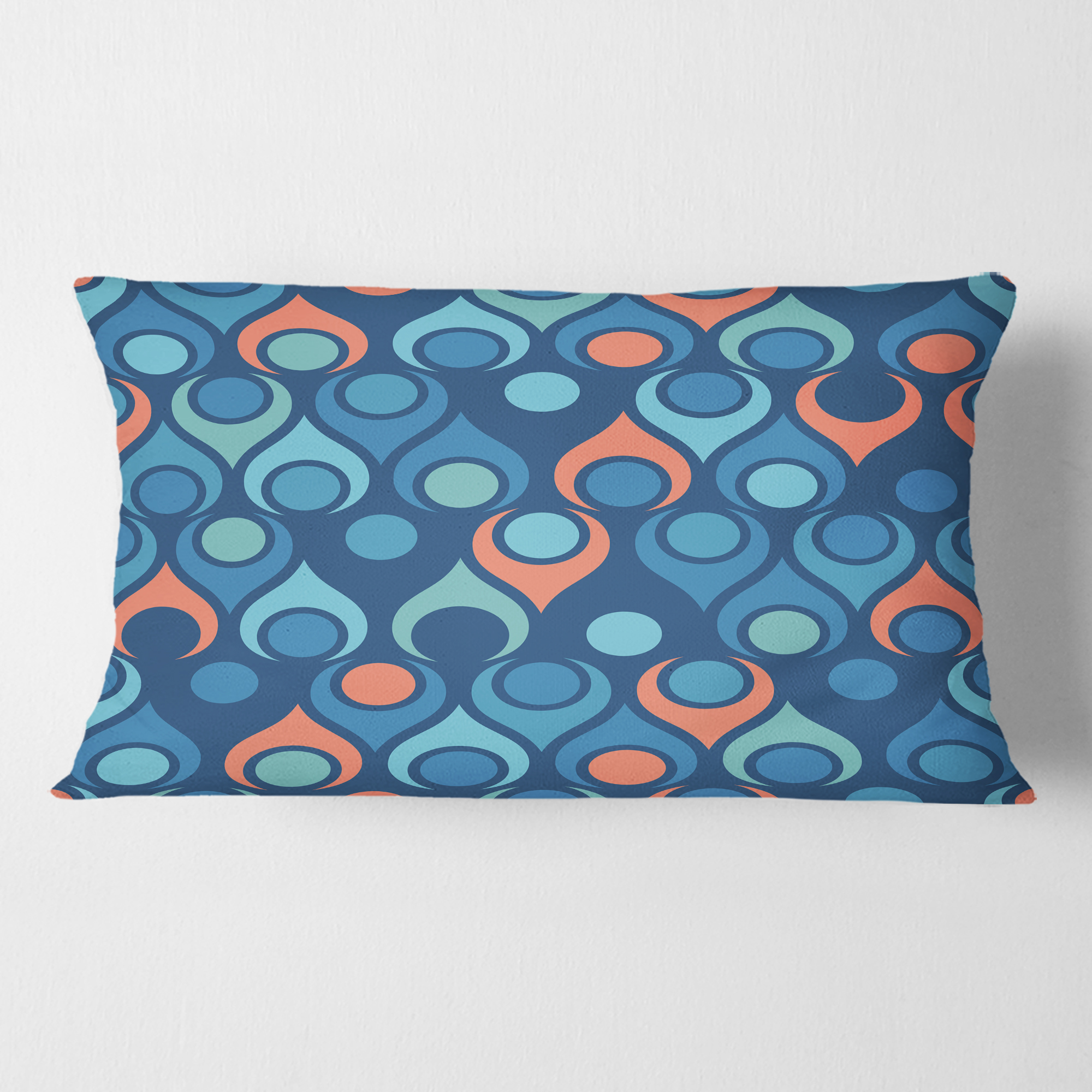 Designart Retro Abstract Drops X' Mid-Century Modern Throw Pillow - 12x20
