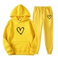 thumbnail image 2 of Tracksuit Womens Full Set Jogging Suits Hoodie Tracksuit 2 Piece Outfit Oversized Sweatshirts Jogging Pants Lounge Outfits Casual Co Ord Sets Streetwear Yellow M, 2 of 3