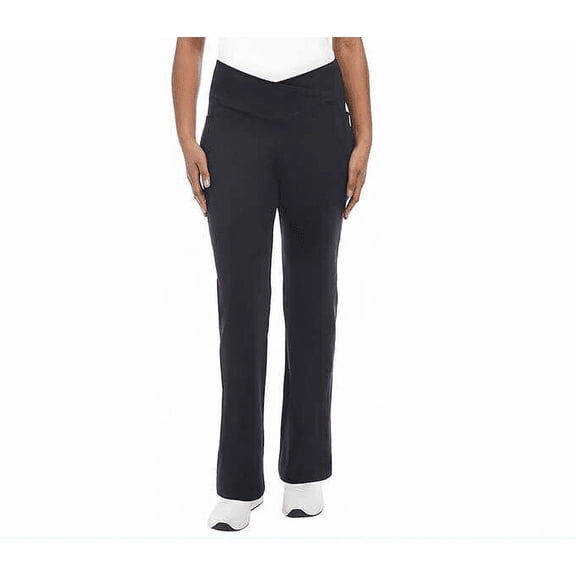 Jockey Ladies' High Rise Tummy Control Cross Waist Yoga Pant, Deep Black Small
