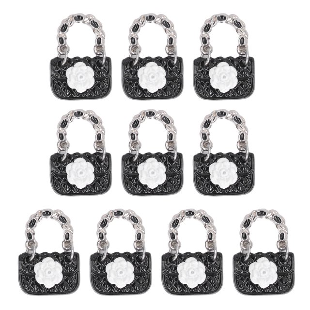 10 Uds bolsa en miniatura realista exquisita Mini bolsa de Metal decorativa para casa de muñecas a escala 1/12 1/6 artesanía DIY negro
