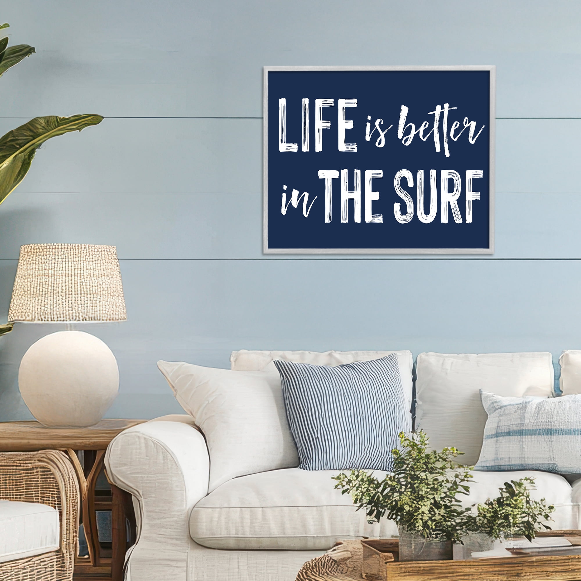 Life Better In Surf Gray Framed Giclee Art, design by Lettered and Lined