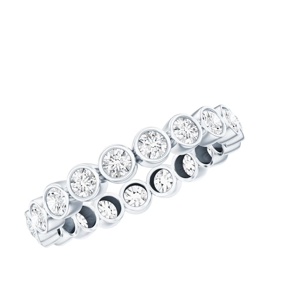 Rosec Jewels Certified Moissanite Eternity Wedding Band for Women - Bezel Set Moissanite Ring - D-VS1 Quality - with Jewelry Box, 925 Sterling Silver, US 4.00