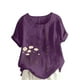 thumbnail image 2 of Puntoco Liquidación de blusas cortas para mujer Blusa informal y de lino con botones y manga corta estampada para mujer, 2 of 4