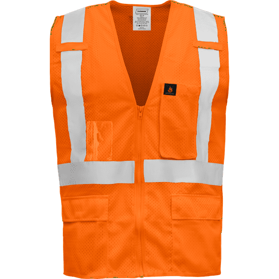 Ironwear 1284 Class 2 Flame-Retardant Safety Vest w/ Radio Clips & ID Badge Holder