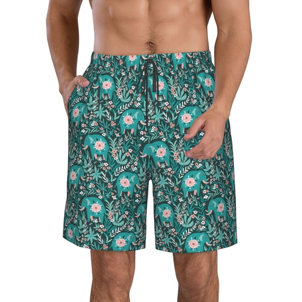 Balery Lephants in the Jungle Traje de Baño Estilo Hawaiano para Hombre, Shorts de Secado Rápido con Bolsillos-XX-Large