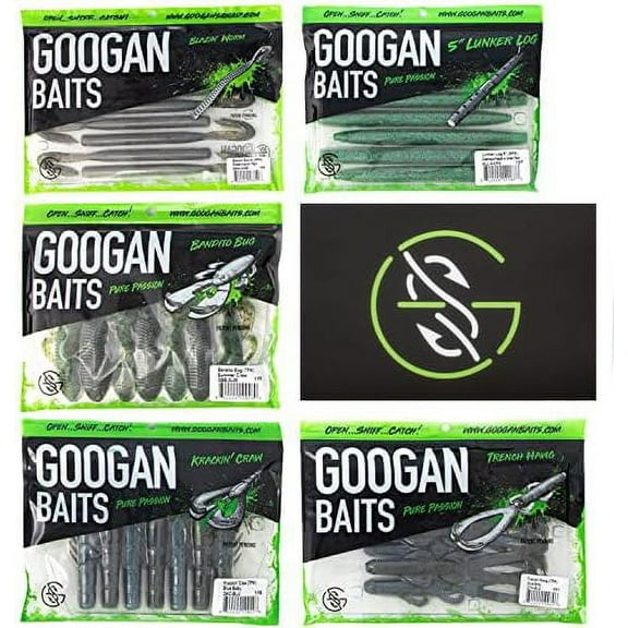 Googan Squad Baits Sampler – Soft Plastic Lure Kit for Bass Fishing – Includes Bandito Bug, Blazin’ Worm & More – Freshwater & Saltwater Compatible