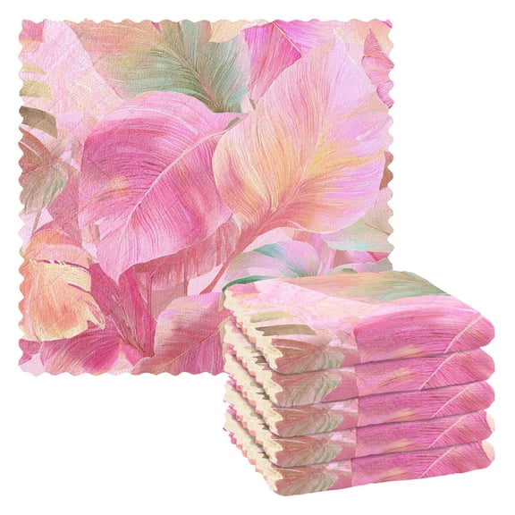 6 Pieces of Kitchen Towels 11x11Inch Kitchen Dish Cloths Kitchen Dish Towels Reuseable Cleaning Cloths Pink Hawaiian Flowers