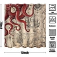 thumbnail image 7 of Vintage Nautical Octopus Shower Curtain Navy Blue Mermaid Funny Ocean Kraken Shower Curtains for Bathroom Anchor Coastal Map Waterproof Fabric Bath Curtain Decor with Hooks 72 x 72, 7 of 7
