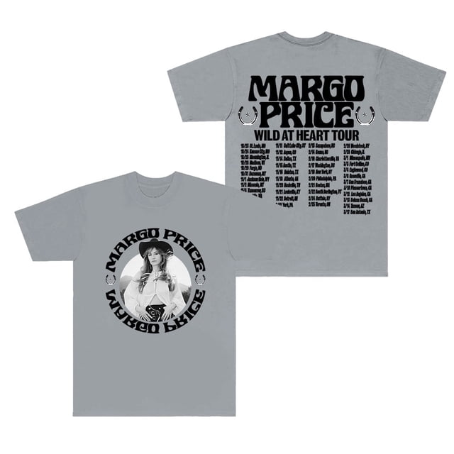 Margo Price Wild At Heart Tour T-Shirts Mode Urbaine Tee Femmes Hommes Mode Col Rond Manches Courtes, Gris, TTP