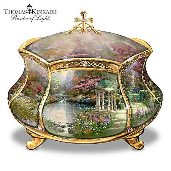The Bradford Exchange Garden of Prayer Musical Prayer Box Heirloom Porcelain with 22k Gold Accents by Thomas Kinkade 3.75-inches Wide