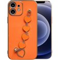 thumbnail image 1 of liangnv Compatible with iPhone 12 Case 6.1 inch 2020 Release Luxury Plating Soft TPU Case with Love Heart Chain Bracelet Strap Shiny Cute Pretty Prote, 1 of 4