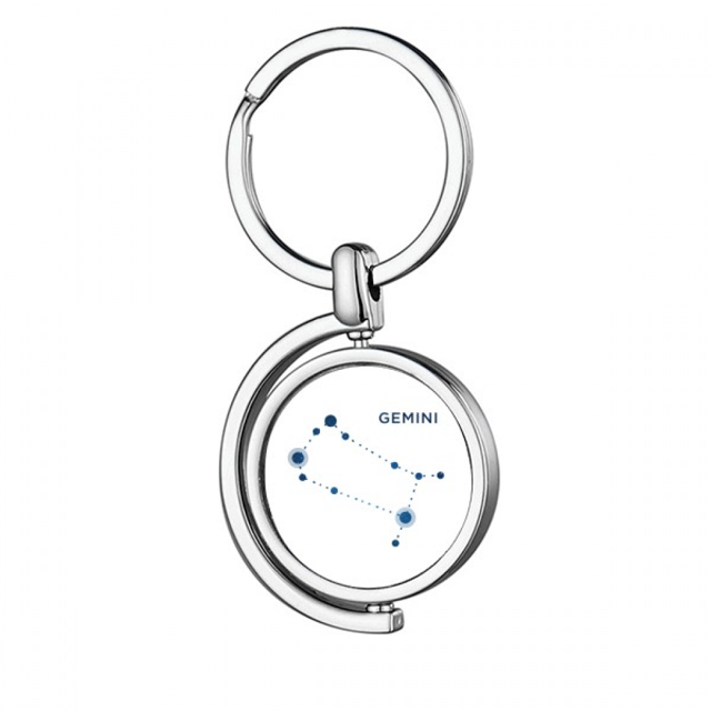 Constelación Géminis signo zodiaco Rotating keychain Metal Keyring Holder