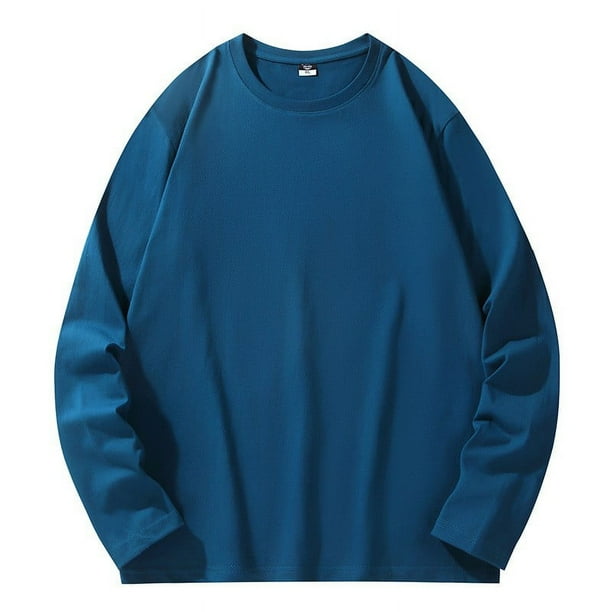 pstuiky camisas de hombre de manga larga, Camisa informal de manga larga con cuello redondo y color liso para hombre. Blusas de manga larga con cuello redondo. Tops de hombre xxxxxl