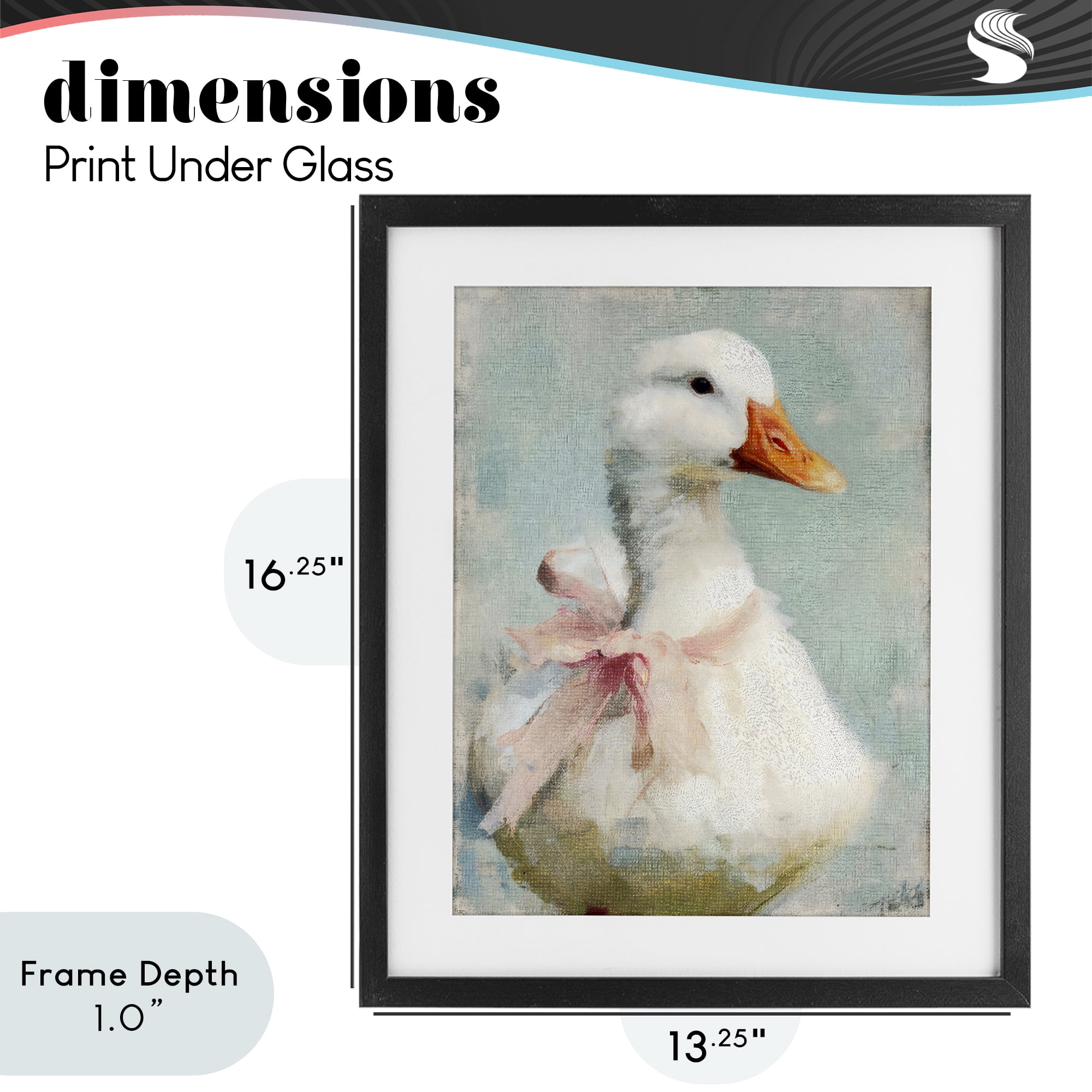 Stupell Industries Soft Pink Bow Goose Black Framed Print Under Glass, design by LSR Design Studio