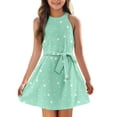 thumbnail image 3 of Girls Summer Sundress Sleeveless Polka Dot Summer Dress with Belt Casual Cute Sundress for Kids Ages 4 to 12 ,Sie:150, 3 of 6