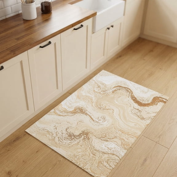 2x3ft Rectangle Rug,Beige Ombre Marble Texture Washable Area Rugs Non-Slip Accent Rug Modern Fluid Soft Circle Carpet for Living Room Bedroom Home Office Decor