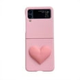 thumbnail image 1 of Macaron Case Compatible With Samsung Galaxy Z Flip 4, 3d Love Heart Hard Pc Shockproof Cover, 1 of 1