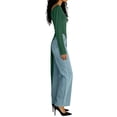 thumbnail image 2 of Women Dresses Long-Sleeve Asymmetrical Dress Jumpsuit Fashion Round Neck Solid Outfit A-Line Party Dress with Pockets, 2 of 5