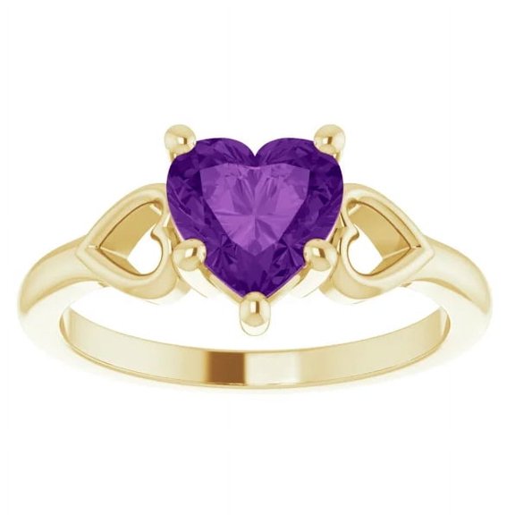 Pompeii 7mm Amethyst Women's Heart Ring in 14k Gold 5.5mm Tall (,)
