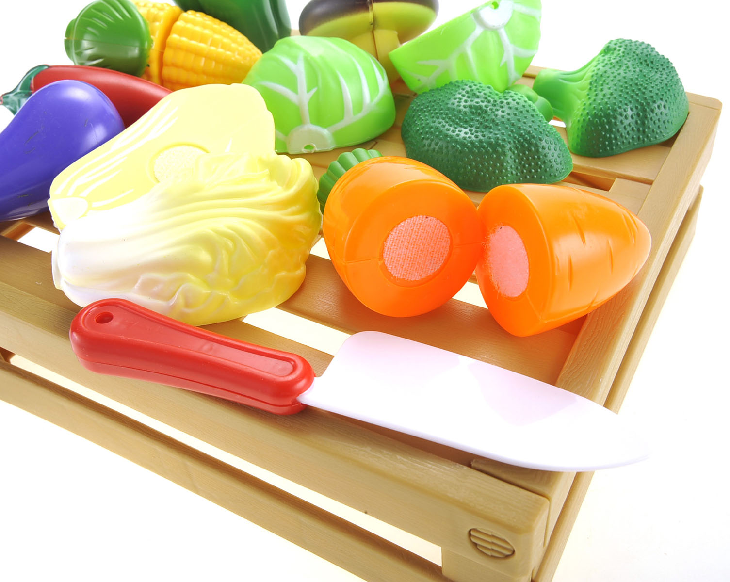 Kitchen Connection Kitchen Cutting Vegetables Crate Pretend Food Playset - Multicolor