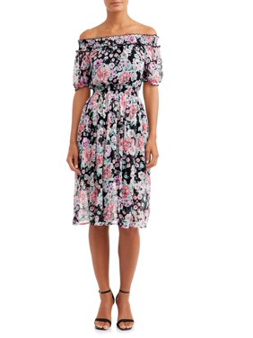 Women's Smocked Off the Shoulder Midi Dress