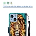 thumbnail image 5 of iPhone 13 Case with Card Holder/Detachable Hand Strap, Allytech Kickstand Folio Flip Wallet Credit Card Slots Magnetic Snap PU Leather Protective Case for iPhone 13 6.1" 2021, Yellow Lion, 5 of 5