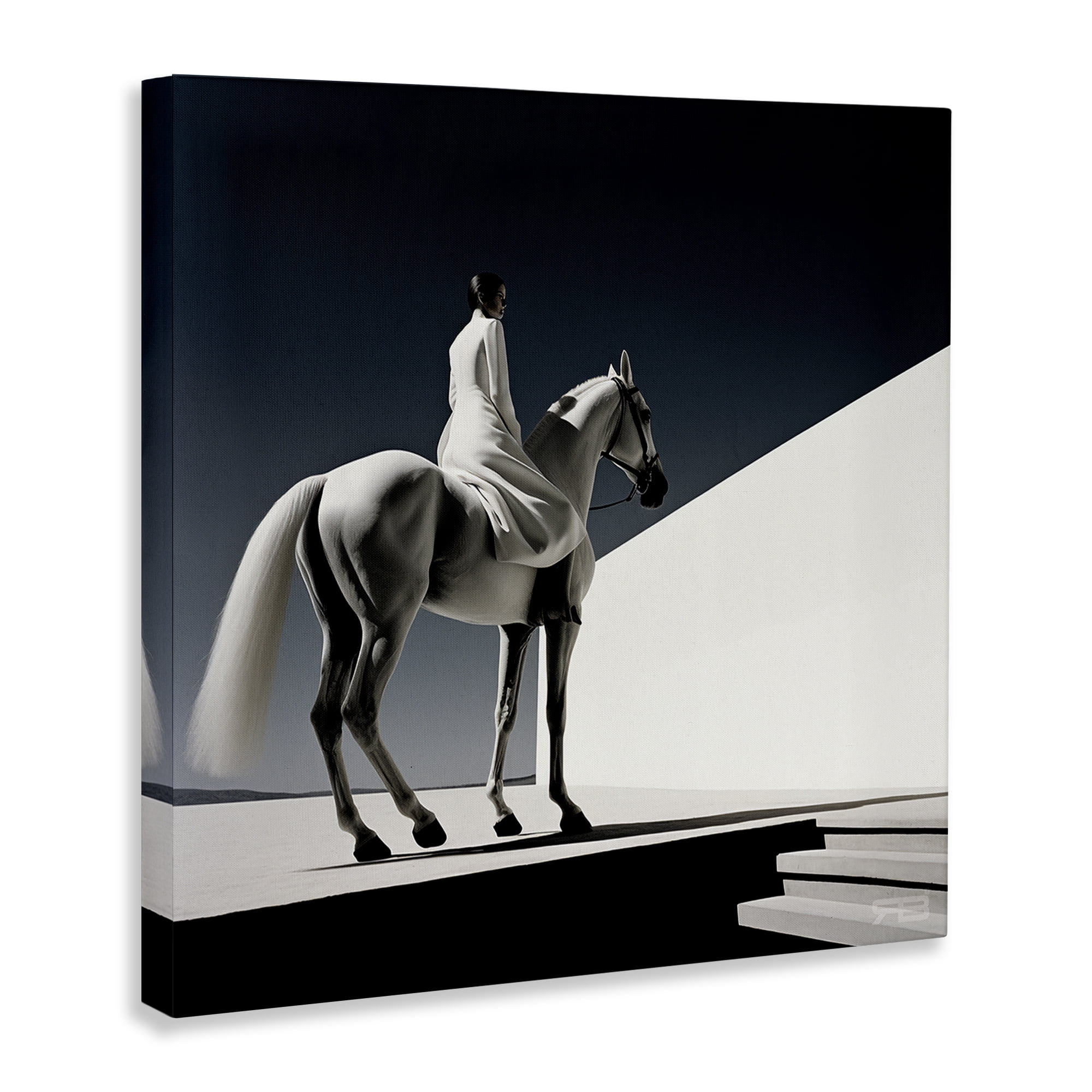 Stupell Industries Contemporary Scene with Horse People Painting Wrapped Canvas Art Print Wall Art, 30 x 30