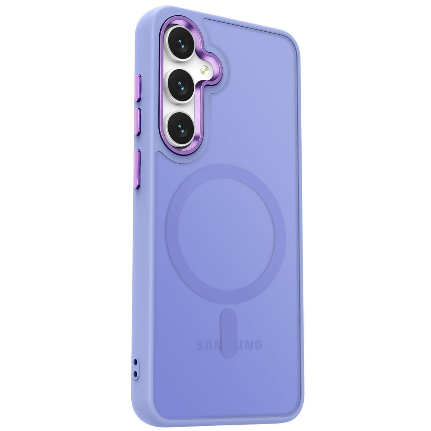 TJS for Samsung Galaxy S25 Phone Case, Magnetic Ring Translucent Protective Cover for Samsung S25 (Purple)
