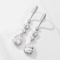 thumbnail image 3 of PYNZY Women's Dangle Drop Cubic Zirconia Jewelry Earrings white Gold Plated for Bride Wedding as Female Birthday Gifts, 3 of 6
