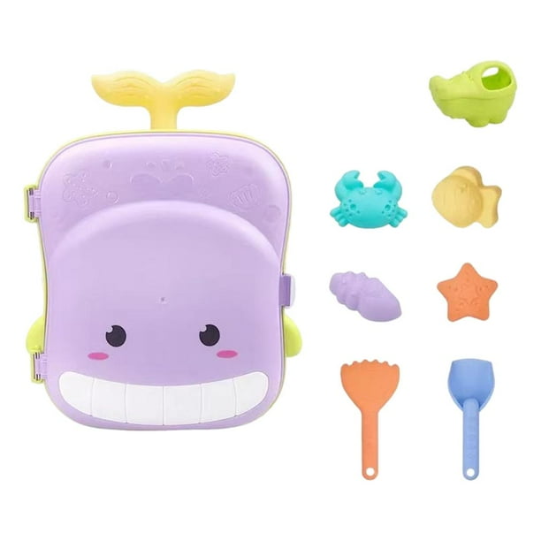 Juego de playa para niños de 7 piezas, juguete para cavar arena, herramienta para jugar en la playa, kit de juguetes para niños pequeños, accesorio de agua Púrpura