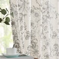 thumbnail image 1 of Cortina Jinchan para salón, mezcla de lino, 114 x 115 cm, diseño floral, color gris, 1 of 9