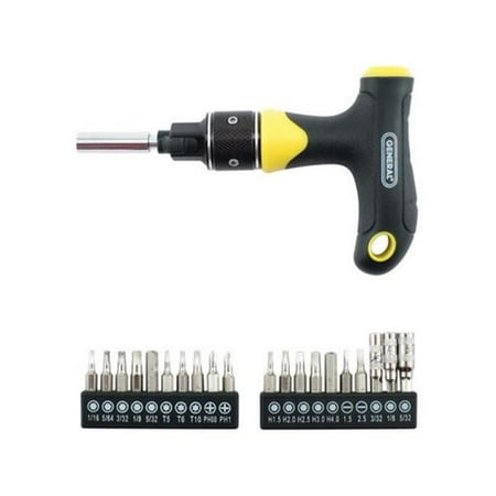 

General Tools 70211 Ratcheting Multi-Bit T-Handle Screwdriver