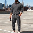 thumbnail image 3 of Men's Casual Heavy-duty Fleece Loose Stand-up Collar Sweatshirt and Pants Set, Color-matched for Workwear Winter Sports and Outdoor Adventures,Dark Gray,XL, 3 of 9