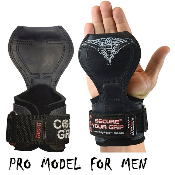 Cobra Grips PRO Weight Lifting Gloves Heavy Duty Straps Alternative Power Lifting Hooks for Deadlifts Adjustable Neoprene Padded Wrist Support A PRO Black Rubber One Size