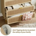 thumbnail image 5 of 5 Drawer Dresser for Bedroom, Rattan Chest of Drawers with Deep Drawers, Large Modern Double Dresser for Closet with Wide Top, Horizontal Wooden Dresser for Living Room, Hallway, Kids Room, 5 of 8