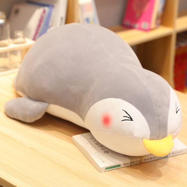 Muñeco de pingüino de postura suave y adorable, animal de acuario, muñeco de tela de peluche para dormir, almohada larga