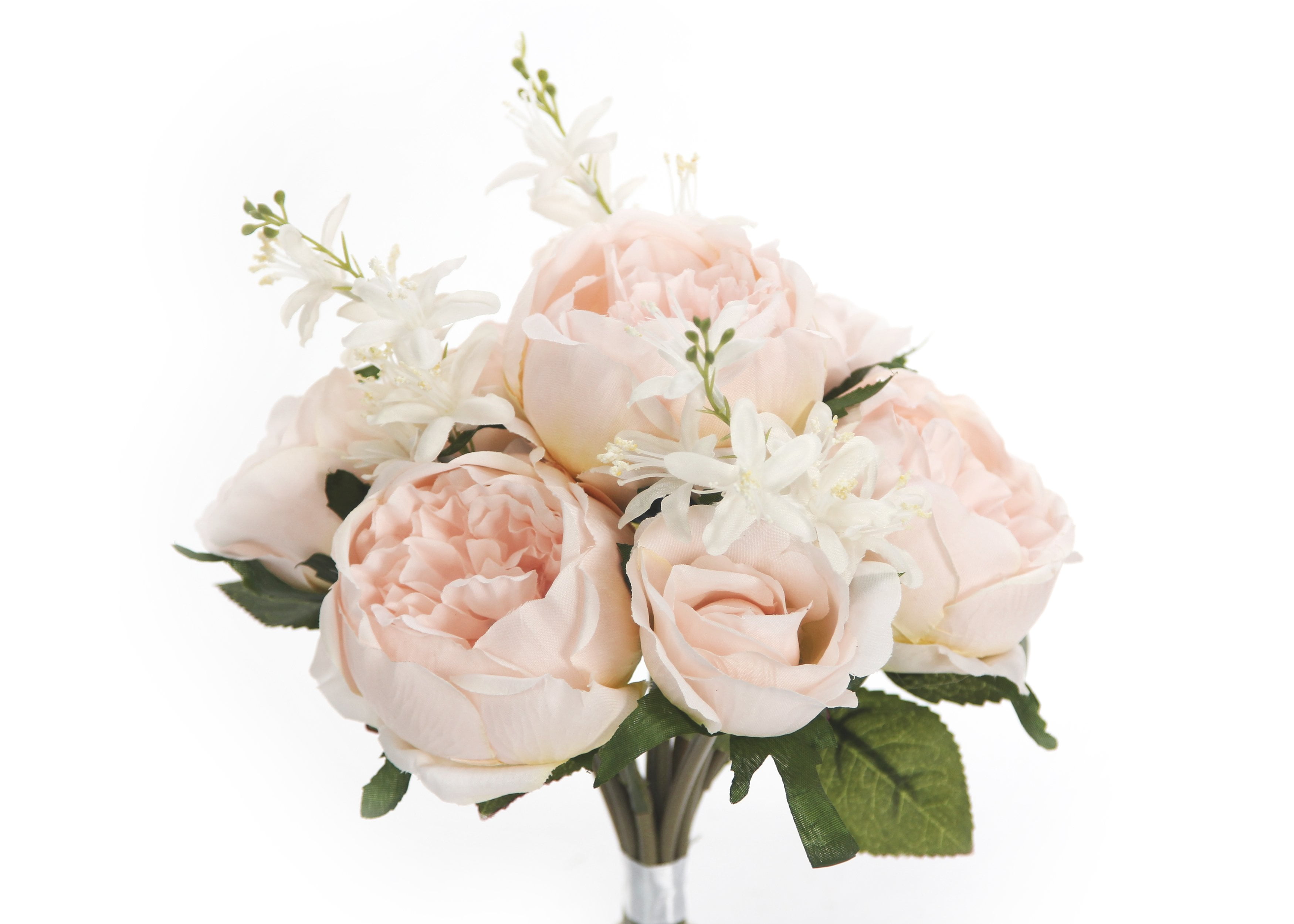 English Rose Silk Flower Bouquet Blush