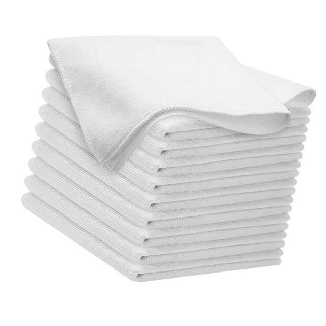 10 paños de limpieza de microfibra, toalla de limpieza para platos húmedos y secos, toalla absorbente para platos, ollas de oficina y lavar platos. Blanco