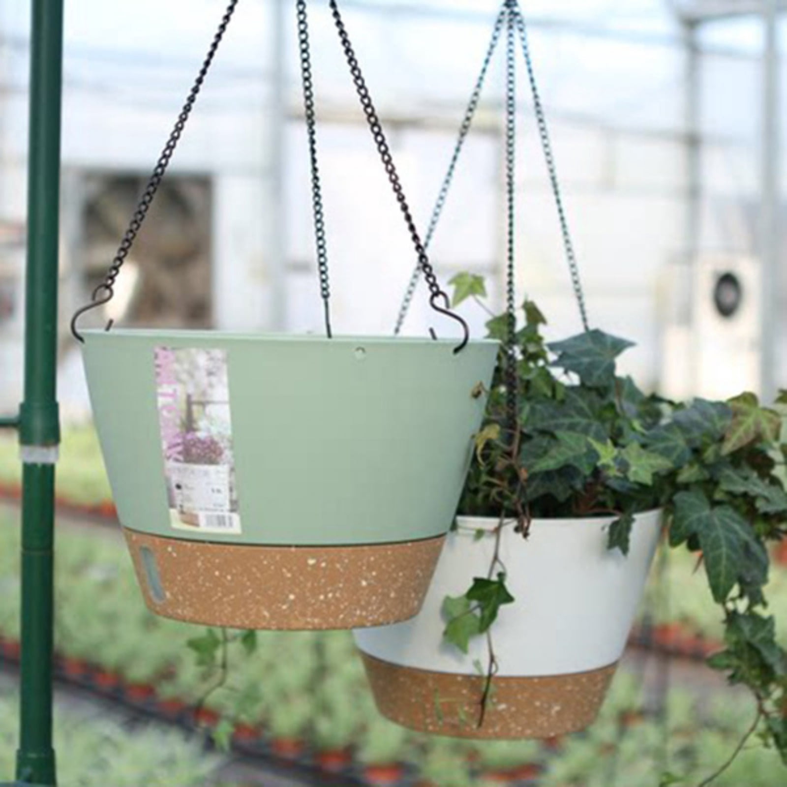 10 Inch Hanging Planter, Plant Hanger Indoor Outdoor, Self Watering Plant Pot Hanging Baskets Holder Plants with Drainage Holes & Removable Tray for Garden Home Black